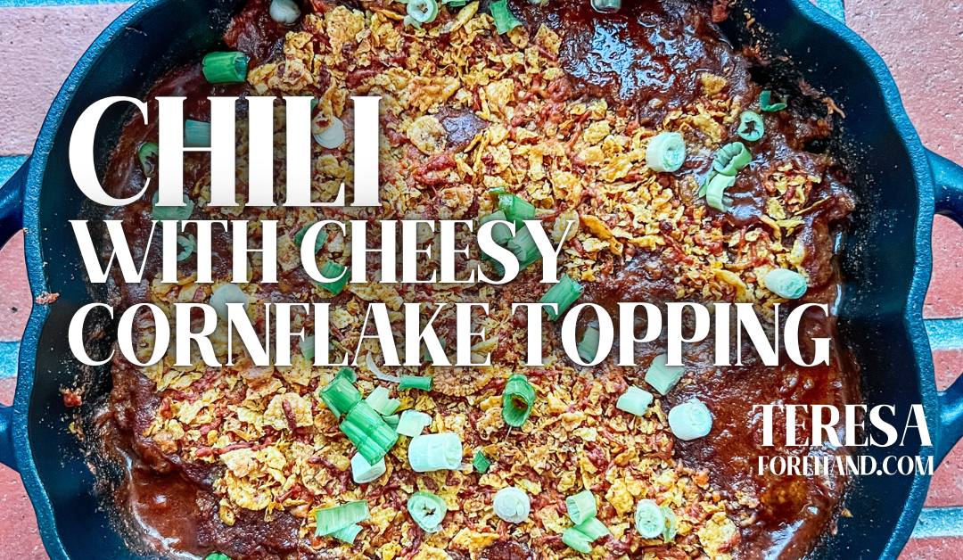 Chili with Cheesy Cornflake Topping