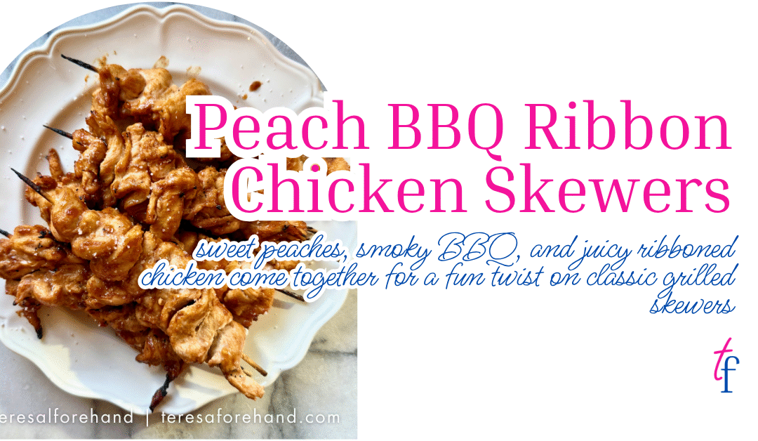 Peach BBQ Ribbon Chicken Skewers